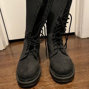 Dr. Martens Black Faux-Fur Lined Combat Boots